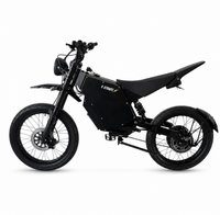 A SB Thunder Long Range Edition black electric dirt bike with a sleek design, featuring a headlight, front suspension, rear suspension, and a visible battery pack on the frame, photographed against a solid white background.